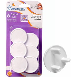 Dreambaby Electric Outlet Socket Covers - Baby Home Safety Plug Protector Guard - White - 6 Pack - Model F10244