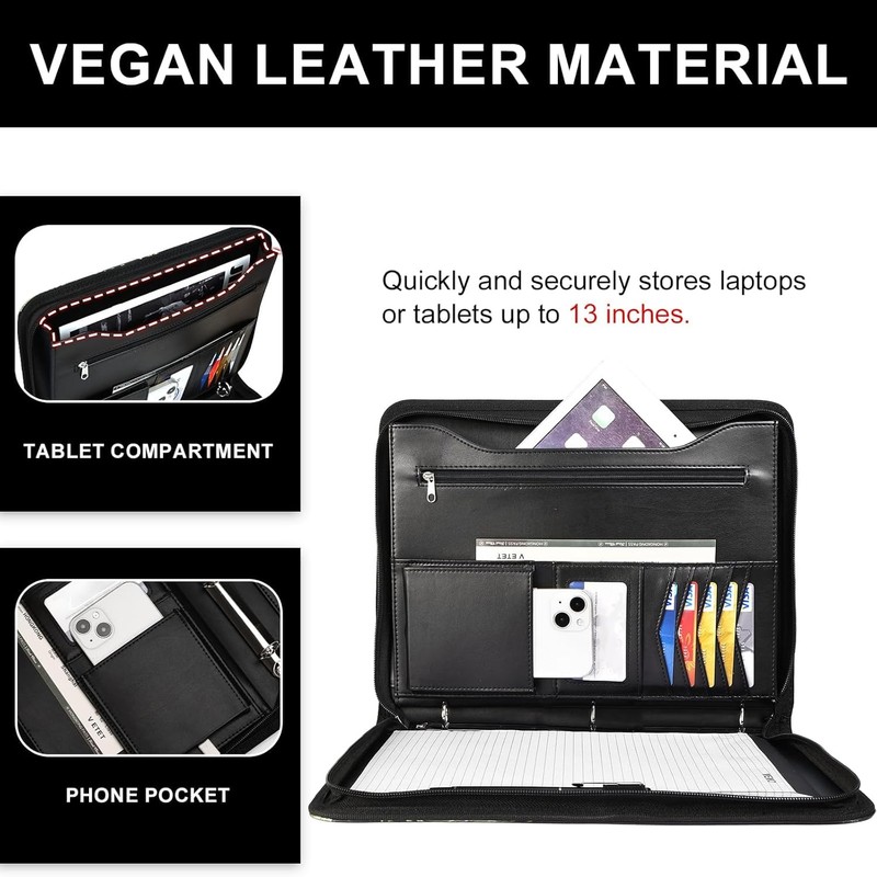 Leathario Portfolio Binder, Includes 10 Sheet Protectors and 3 Notepads,