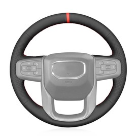 MEWANT Hand Stitch Car Steering Wheel Protector Wrap Cover for GMC Sierra 1500 2019-2023 / Sierra 1500 Limited 2022 / Sierra 2500 2020-2024 / Sierra 3500 2020-2024 / Yukon (XL) 2021-2023 Accessories