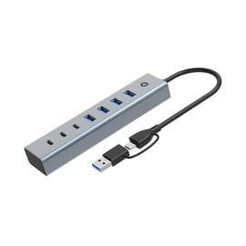 CONCEPTRONIC HUBBIES20G 7-Port USB 3.2 Gen 1 Hub, 5Gbps, USB-C x 3, USB-A x 4