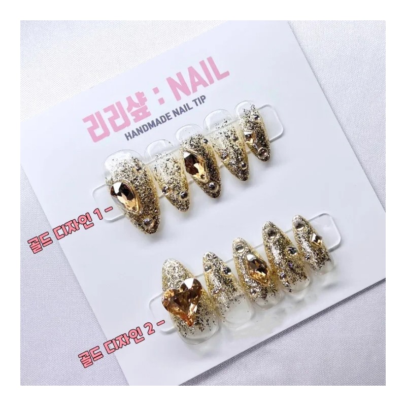 Bling Gra Handmade Nail Tips - Silver Design 1 /