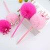 4 PCS Pink Fluffy Pen Crown Scepter Pom Pom Ballpoint