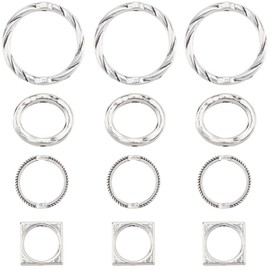 SUNNYCLUE 1 Box 80Pcs 4 Styles Silver Bead Frames Alloy Bead Frame Bulk Metal Antique Hollow Round Ring Square Spacer Charm Beading Frames for Jewelry Making Bracelet Necklace DIY Crafts Supplies
