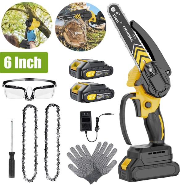 Unbranded Cordless 6 Inch Electric Mini Chainsaw Handheld Chain Saw