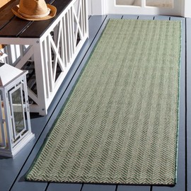 SAFAVIEH Courtyard Collection Runner Rug - 2'3" x 8', Dark Green & Beige, Non-Shedding & Easy Care, Indoor/Outdoor & Washable-Ideal for Patio, Backyard, Mudroom (CY8022-32221)