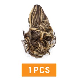 Hair Pieces for Women Short Wavy Claw Clip in Ponytail Hair Extension Synthetic Hairpieces Natural Fluffy Curly 2405
