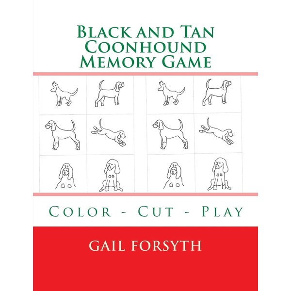 Black and Tan Coonhound Memory Game: Color - Cut -