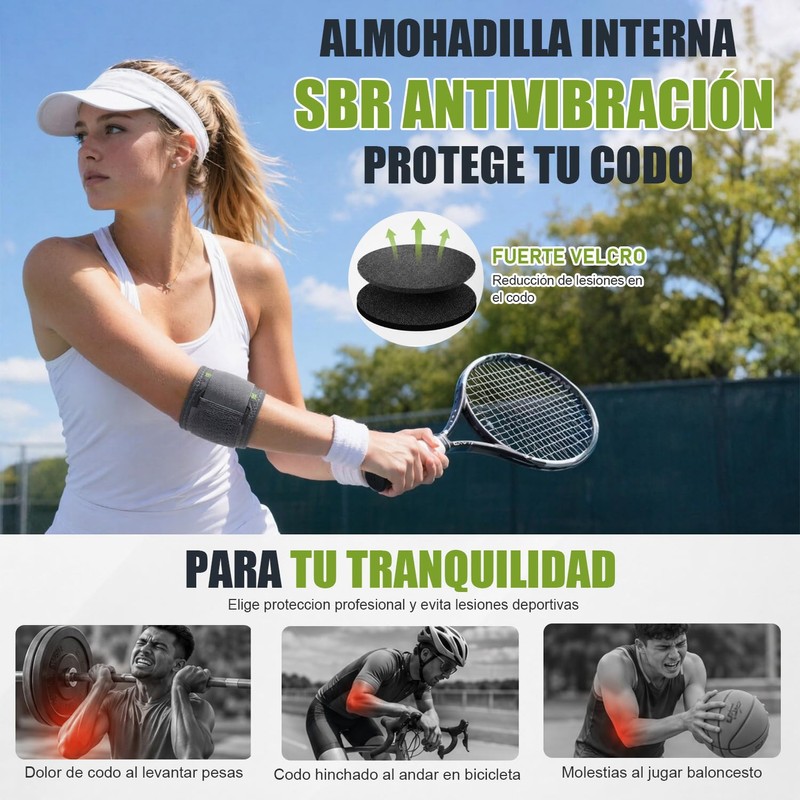 2 PCS Codera Ajustable, Codo de Tenista, Codera para Tendinitis,
