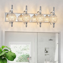 LBSQJ Modern Vanity Lighting Fixtures - 27.95 Inch Dimmable Wall Mounted Vanity Lamp,Bathroom Vanity Lights Over Mirror, Chrome Electroplated Finish, for Makeup, Double Sink, and Small Bathrooms