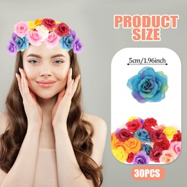 30 Pcs Artificial Flowers Heads Peony Roses Artificial Flowers Decorative Small Fake Flowers, Mini Silk Flower Heads Fabric Flowers, Faux Fabric Flowers Wedding Home Birthday Decoration(10 Colors