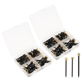 HOJLKLD 180 pcs Picture Hanging Nails, Steel Pin & Brass Head Picture Frame Nails 3 Size (1.3*25/1.4*26/1.8*35 mm) with Plastic Box for Drywall Pictures Mirrors Baskets