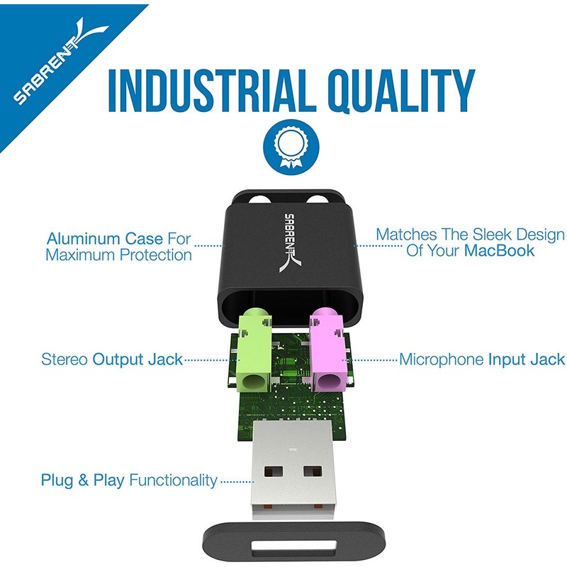 Sabrent – Adaptador de Sonido estéreo Externa USB de Aluminio,