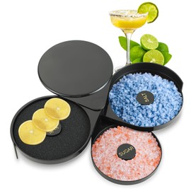 FLKQC 3-Tier Bar Glass Rimmer Bartender Tool, Margarita Salt Rimmer Set, Salt Rimmer for Cocktails, 3-Tray Salt Box Spice Container, Bar Cocktail Tool