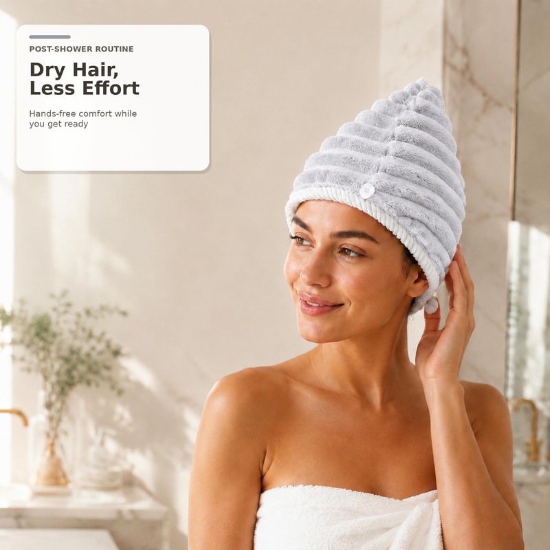 2 Packs Large Microfiber Hair Towels for Women, Super Absorbent