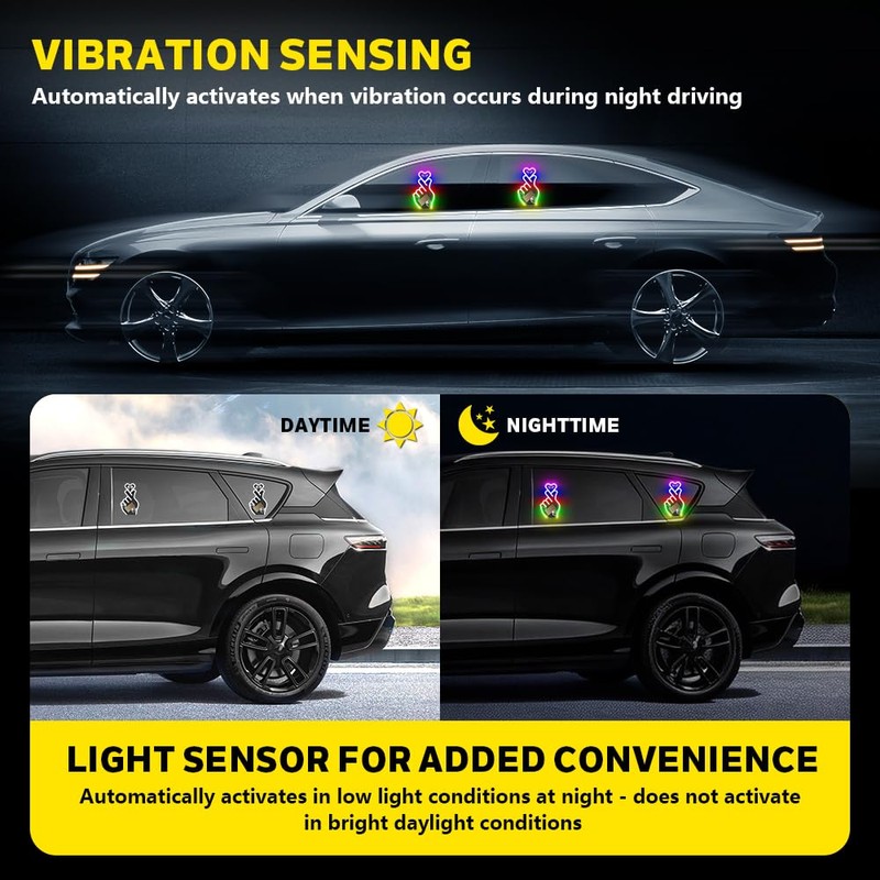 Finger Heart Car Window Light, Solar-Powered Wireless LED Heart Shape
