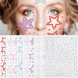 Qianyu Self Adhesive Rhinestones Face Gems Stickers for Makeup Eyes Face 10 Sheets Clear Rhinestones Pearl Stickers Bling Gems Jewels Festival Essentials Rave Accessorie for Kids Women DIYs