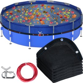 24FT Round Pool Leaf Net Cover for Above Ground Pool, Black Ultra-Fine 0.15in Mesh Pool Leaf Cover with Winch & Cable Prevents Leaves and Debris from Entering (24FT)
