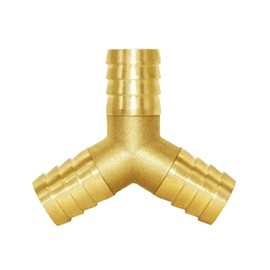 Joywayus 3/4" Large（21mm）Hose Barb Y Shaped 3 Way Union Fitting Intersection/Split Brass Water/Fuel/Air