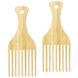 2 Pcs Afro Comb, Natural Wooden Comb Styling & Detangling Comb Wooden Hair Comb for Women Girls Curly Wavy Thick Straight Hair