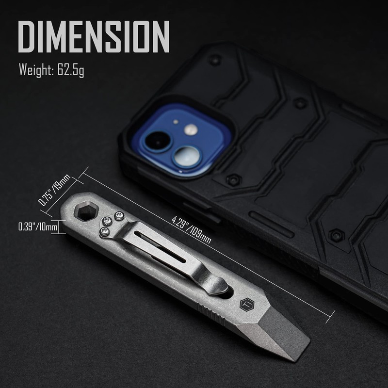 KeyUnity KR00 EDC Pocket Pry Bar Bit Bar Titanium Multitool