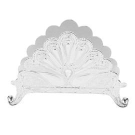 Napkin Holder Classical Metal Peacock Embossed European Style Table Tissue Holder Tabletop Freestanding Tissue Dispenser Silver