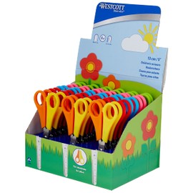 Westcott E-2150S Kids Scissor witch cm-scale, blunt tip, 5"/13 cm, 30 pcs. assorted, right- and lefthanded use