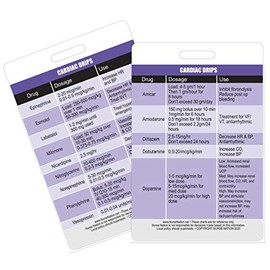 Cardiac Drips Reference Vertical Badge Card - Excellent Resource for Nurses, Nursing Clinicals, and RN Students - Great Nursing School Supplies and Accessories