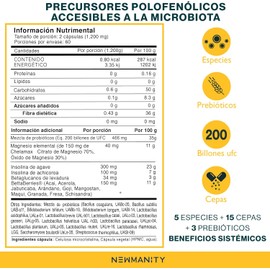 NEWMANITY 200 Billones de Probióticos y Prebióticos con Magnesio - 120 Cápsulas Veganas para Hombre y Mujer con 15 Cepas y 3 Probiotics Lactobacilos para Salud Intestinal
