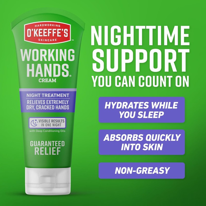 O'Keeffe's Working Hands Night Treatment Hand Cream, 7 Ounce Tube,