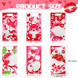CCINEE CCINEE 48 Pcs Valentine's Day Plastic Treat Bags for Kids,Candy Bag Set with Shaped Window for Valentines Day Party Supplies Goodie Bag Snack Container