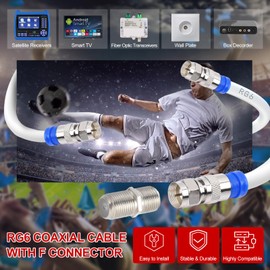 Crimping Tool Coaxial Cable Kit, F Connector Crimping Tool with RG6 TV Cable and 20 F RG6 Connectors, F-Connector, Crimping Plier, Coaxial Cable for STB, Dish TV, Satellite, Antenna Coaxial Cable