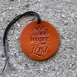 Air Flair | Leather Car Air Freshener | Not All Who are Lost (Brown, Cherry Leather Scent)