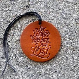 Air Flair | Leather Car Air Freshener | Not All Who are Lost (Brown, Cherry Leather Scent)