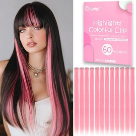 12PCS Pink Hair Extensions Clip In 22Inches Straight Colored Hair Extensions For Kids Girls Colorful Highlights For Parties Gifts(Pink)