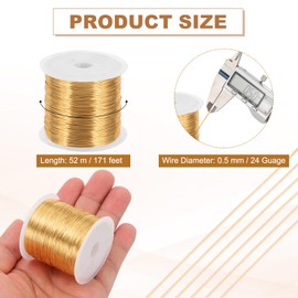 PATIKIL 24 Guage/ 0.5 mm 171 Feet Jewelry Craft Wire, Copper Beading Wires with Plier for Beading Jewelry Making Supplies Earrings Bracelets Accessories Sculpture Gardening, Rose Gold