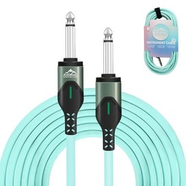 EASTROCK - Cable de guitarra de 20 pies, cable de amplificador de guitarra, 1/4 pulgadas, TRS recto a recto, cable de amplificador para guitarra eléctrica, bajo, audio profesional (menta de 20 pies)