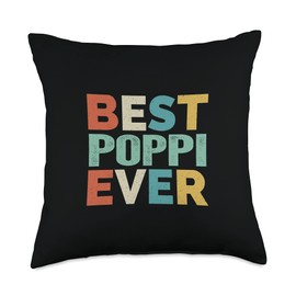 Best Poppi Ever Gifts Store Retro Style Presents Vintage Funny Best Poppi Ever Throw Pillow, 18x18, Multicolor