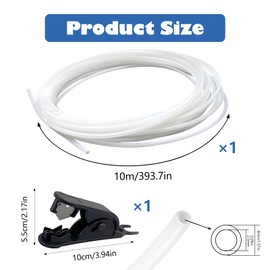 10 Meter PTFE Schlauch, 3D Drucker Teflonschlauch 4mm x 2,5mm PTFE Tube mit Schlauchschneider für Drucker (Weiß)