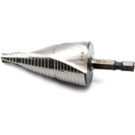 TEMO M35 Cobalt Step Drill Spiral Flute, Two Size: 7/8 Inch and 1-1/8 Inch, 1/4 Inch Hex Shank