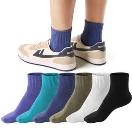 Mottee&Zconia Crew Quarter Socks for Womens/Mens Basic Solid Color Reinforced Athletic/Casual Cotton Socks 6 Pack