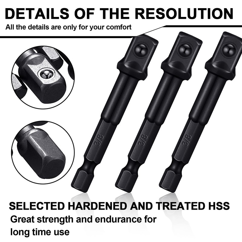 Mudder 20 Pieces 3/8 Inch Impact Adapter Square Socket Bit