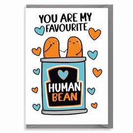 Boyfriend, Girlfriend Birthday Card - Best Friend Birthday Card - 'My Favorite Human Bean' - Sweet Bday Cards For Mum And Dad - Girlfriend Wife Husband