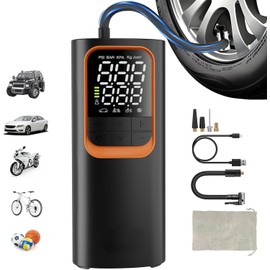 Tyre Inflator, Portable Air Compressor, Air Pump with 170 PSI High Pressure, Digital Tyre Pressure, Automatic Stop, Inflating Cars, Bicycles, Motorcycles, Balls, USB-A