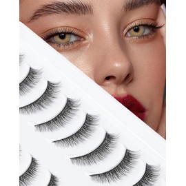 Natural Looking False Eyelashes Natural Lashes Thin Band Eyelashes Reusable C Curl Lashes Wispy Eye Lashes Pack 10 Pairs D-M05