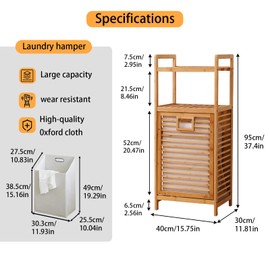 Baveke Laundry Hamper with 2-Tier Shelves & Tilt Out Basket, Laundry Baskets Organizer Hampers Bathroom Storage Shelf for Laundry Room, Bathroom, Nursery, Bedroom