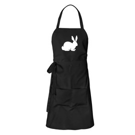 huuraa Apron Rabbit Silhouette Unisex Apron Cooking Apron Size with Motif for All Animal Lovers Gift Idea for Friends and Family, black