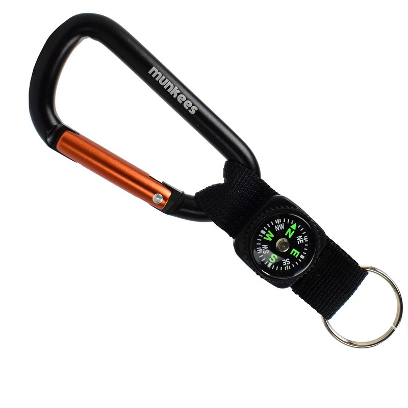 AceCamp Munkees 8mm Carabiner with Compass Strap, Small Pocket-Sized Waterproof