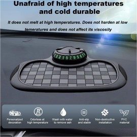 MarisFlow Multifunction Car Anti-Slip Mat, 2025 New Rotatable Anti Skid Car Dashboard Pad with Temporary Parking Numbe and Large Pad, Phone Holder for Phones Sunglasses Keys Gadgets (Black Gray)