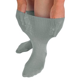 Dr.Socks Extra Wide Oedema Socks with Non Slip Grips Mens & Ladies | Bamboo Slipper Socks with Grippers for Swollen Legs Ankles & Feet (4-7, Grey)