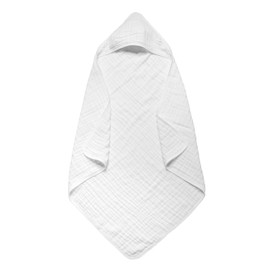 Arnzion Baby Hooded Towels for Babies and Toddlers, Muslin Baby Bath Towel Soft and Absorbency for Boys and Girls (Pure White 1 Pack)